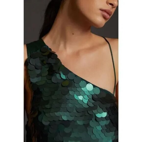 NWT Anthropologie Maeve Small Green Sequin Bow Tie Mini Dress Party Holiday - Picture 4 of 8